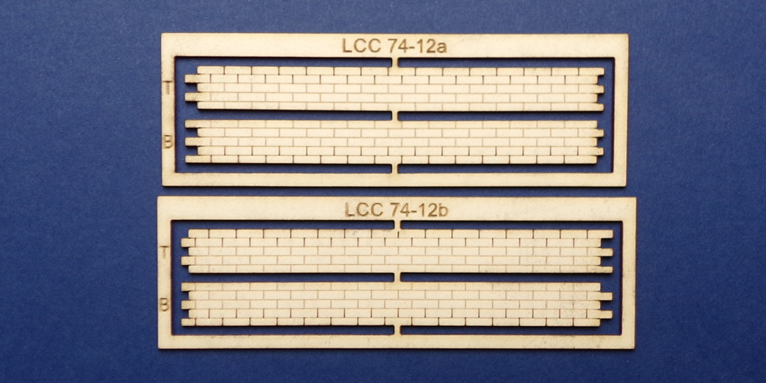 LCC 74-12 O gauge horizontal wall decoration with compensation Set of four decoration strips with compensation. Recommended usage on corner most parts of the elevations. Includes strips for top, bottom, left, and right most corner decorations.
